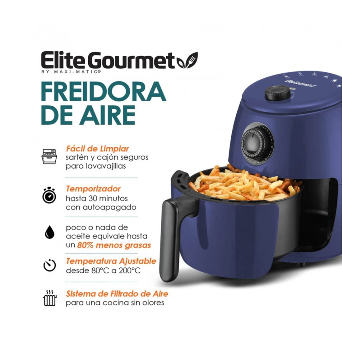 Freidora De Aire Caliente 21 Q Azul