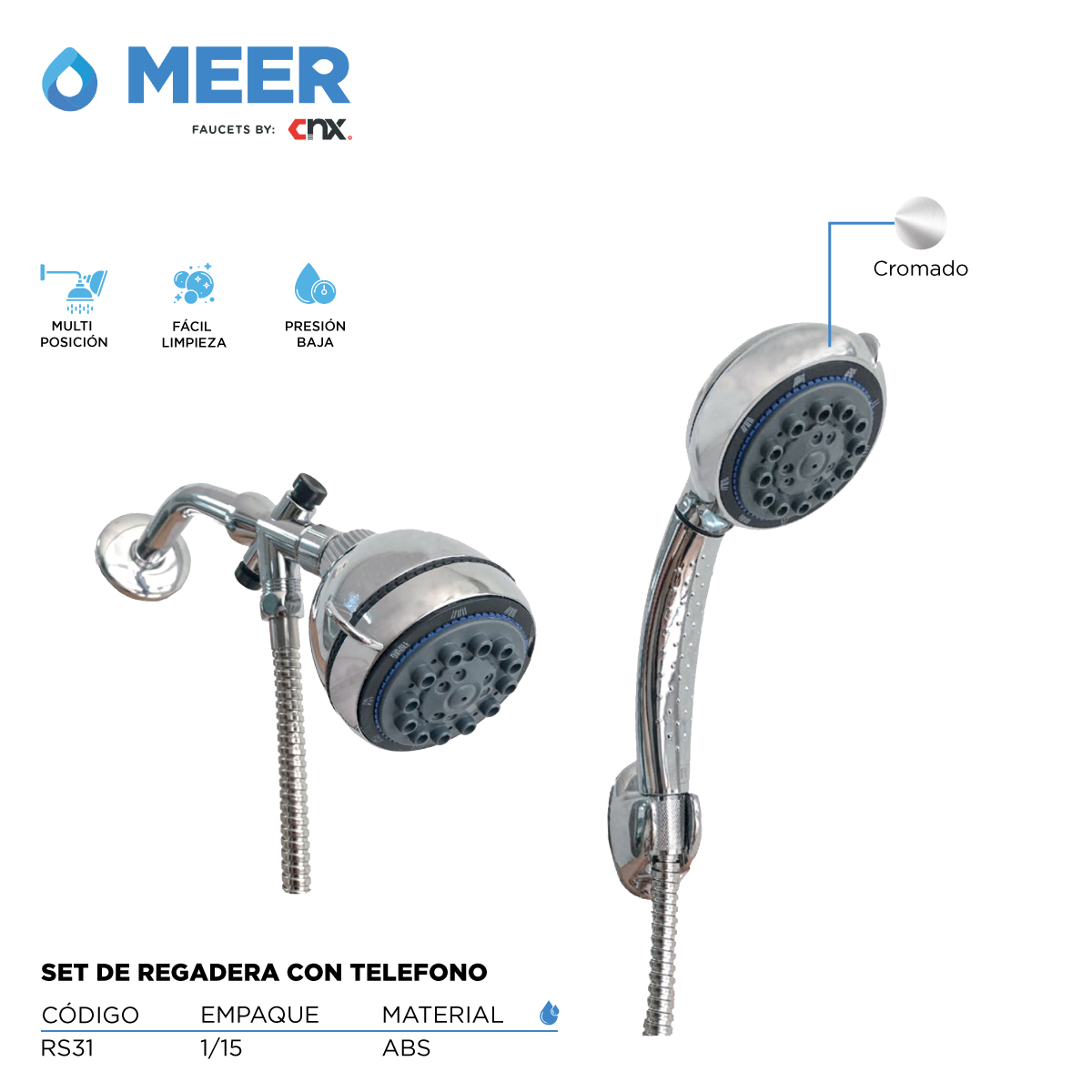  Regadera Fija con Desviador a Teléfono