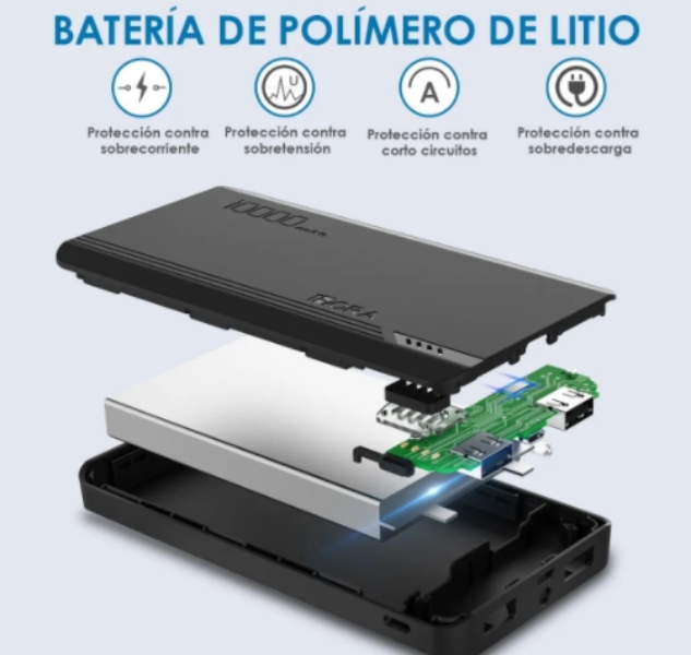 POWER BANK PILA BATERÍA PORTÁTIL 10000MAH CARGA RÁPIDA 1 HORA