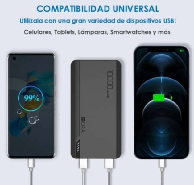 POWER BANK PILA BATERÍA PORTÁTIL 10000MAH CARGA RÁPIDA 1 HORA