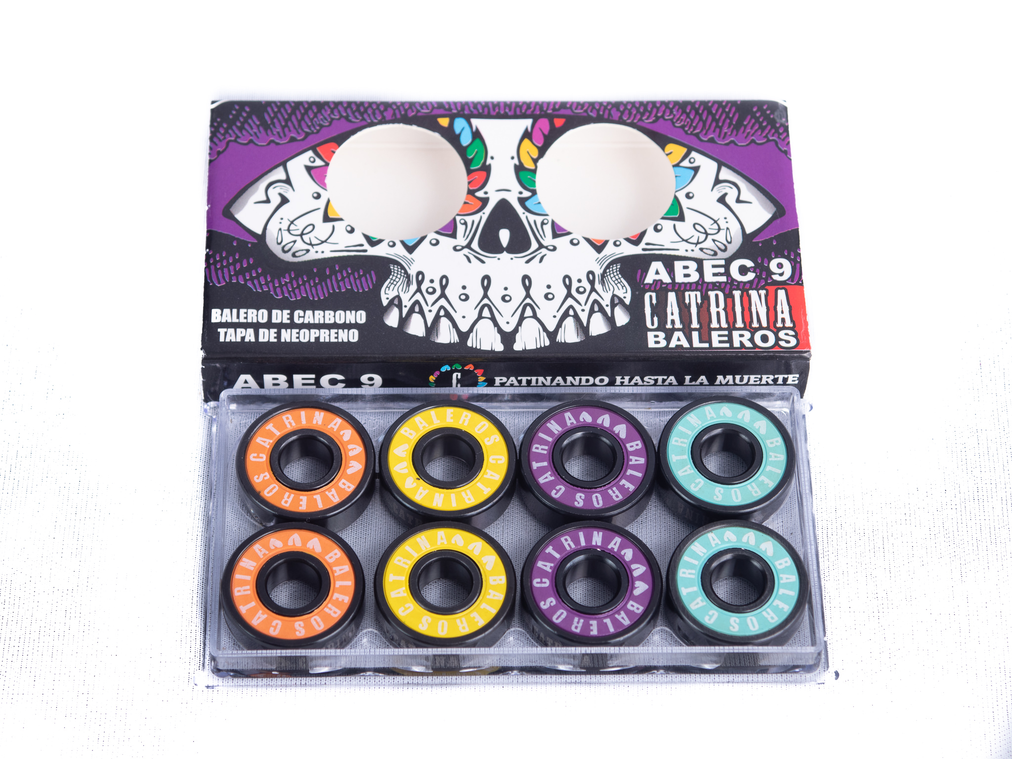 Set de 8 baleros de teflón tipo colores, abec 9 para patines y patineta