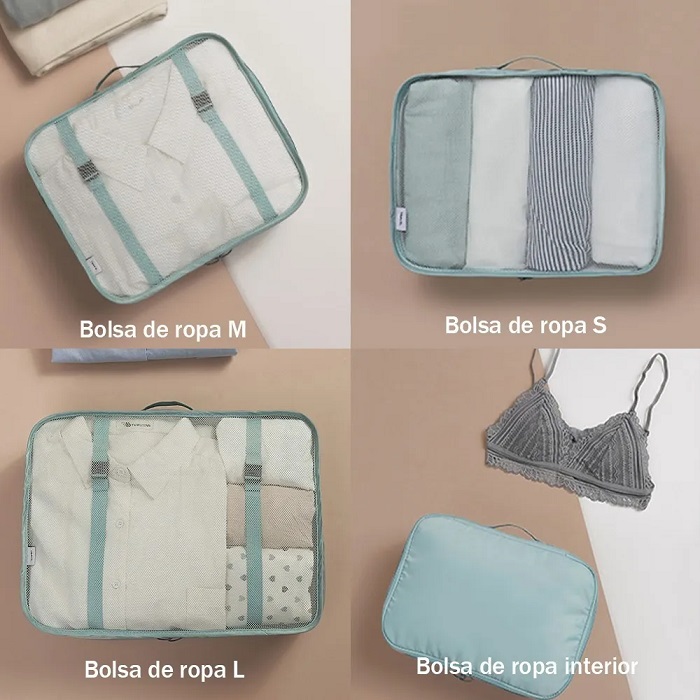 8 Bolsas Organizadoras De Maletas De Viaje Impermeable Malubero Color Azul