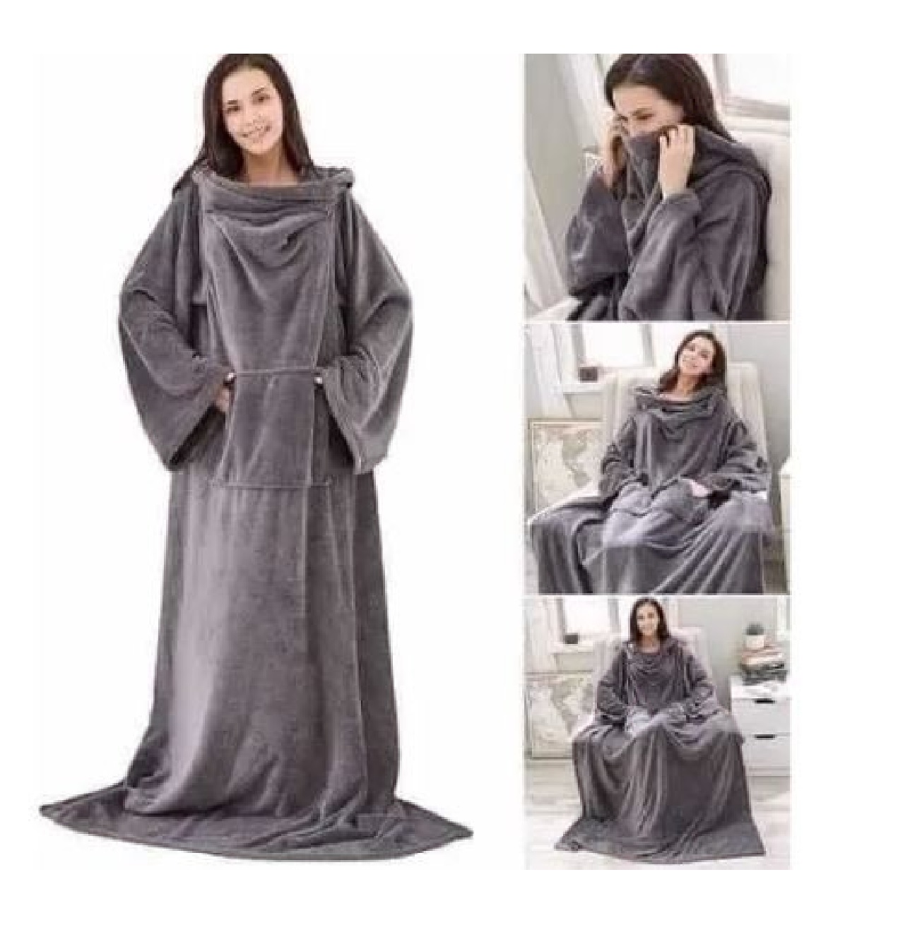 Frazada Larga, ligera, calientita Con Mangas Y Bolsa para guardar tu Celular (Betterware)