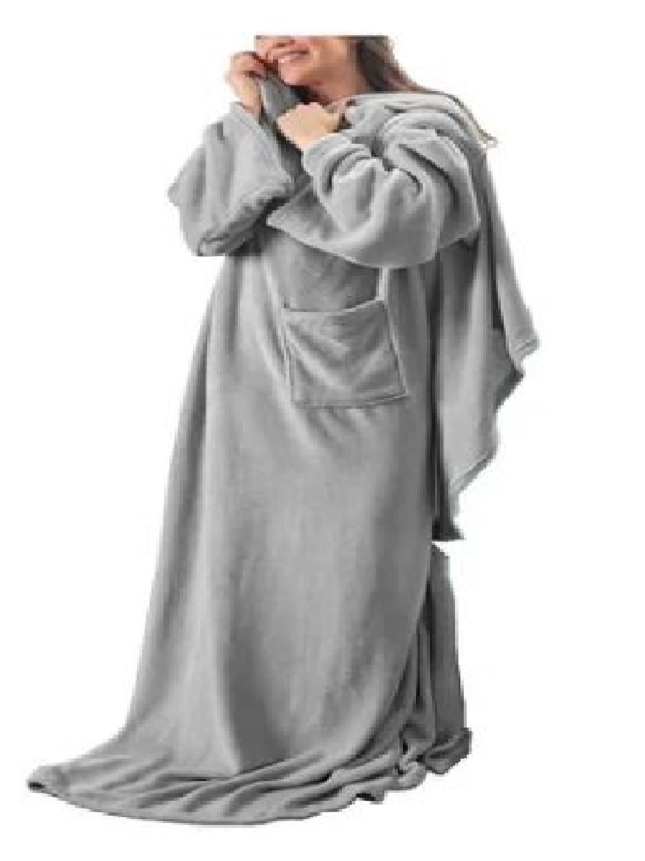 Frazada Larga, ligera, calientita Con Mangas Y Bolsa para guardar tu Celular (Betterware)