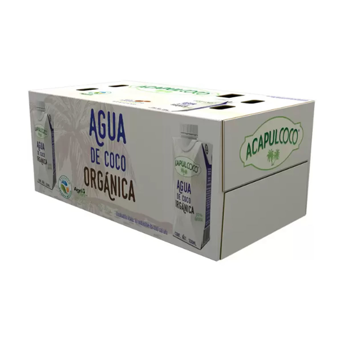 Agua de Coco Orgánica Calahua Acapulcoco 18 pz de 330ml c/u