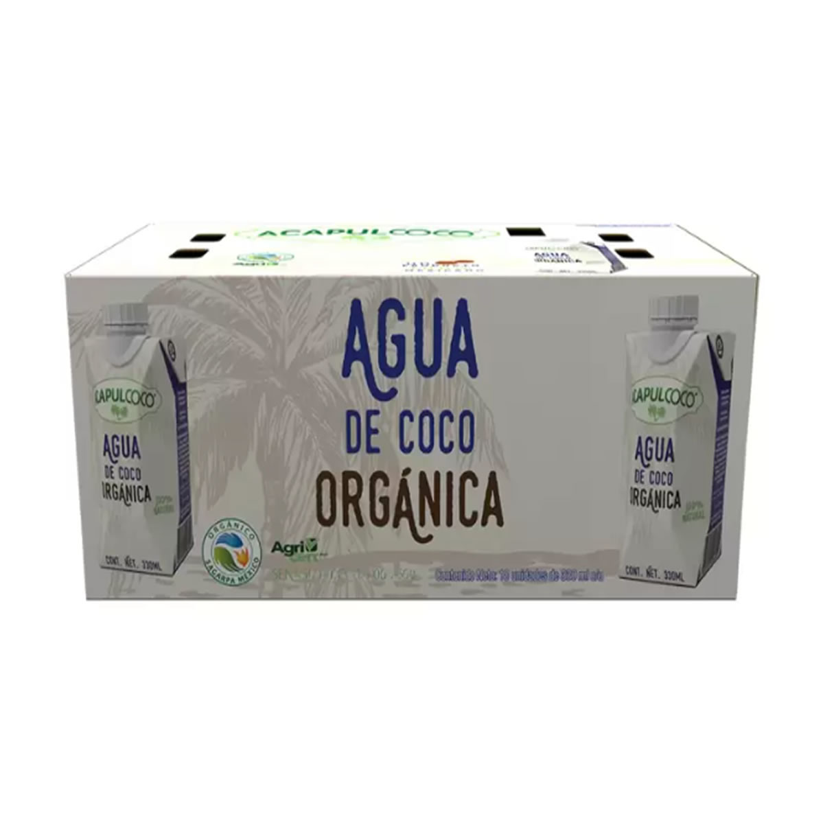 Agua de Coco Orgánica Calahua Acapulcoco 18 pz de 330ml c/u