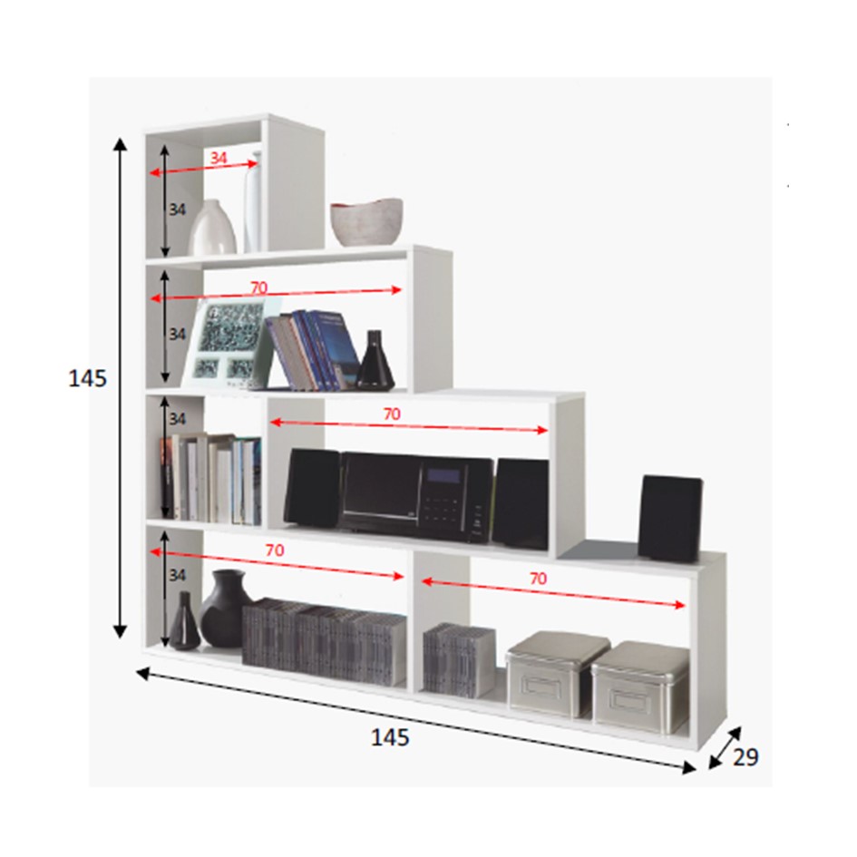Librero Minimalista Escalonado Blanco 
