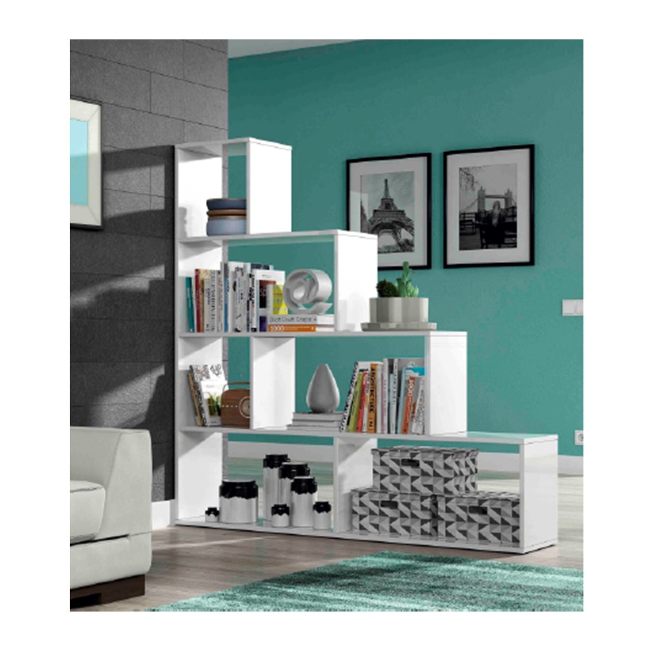 Librero Minimalista Escalonado Blanco 