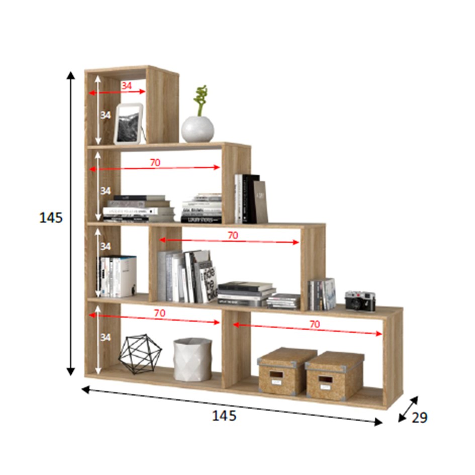 Librero Minimalista Escalonado Hickory 
