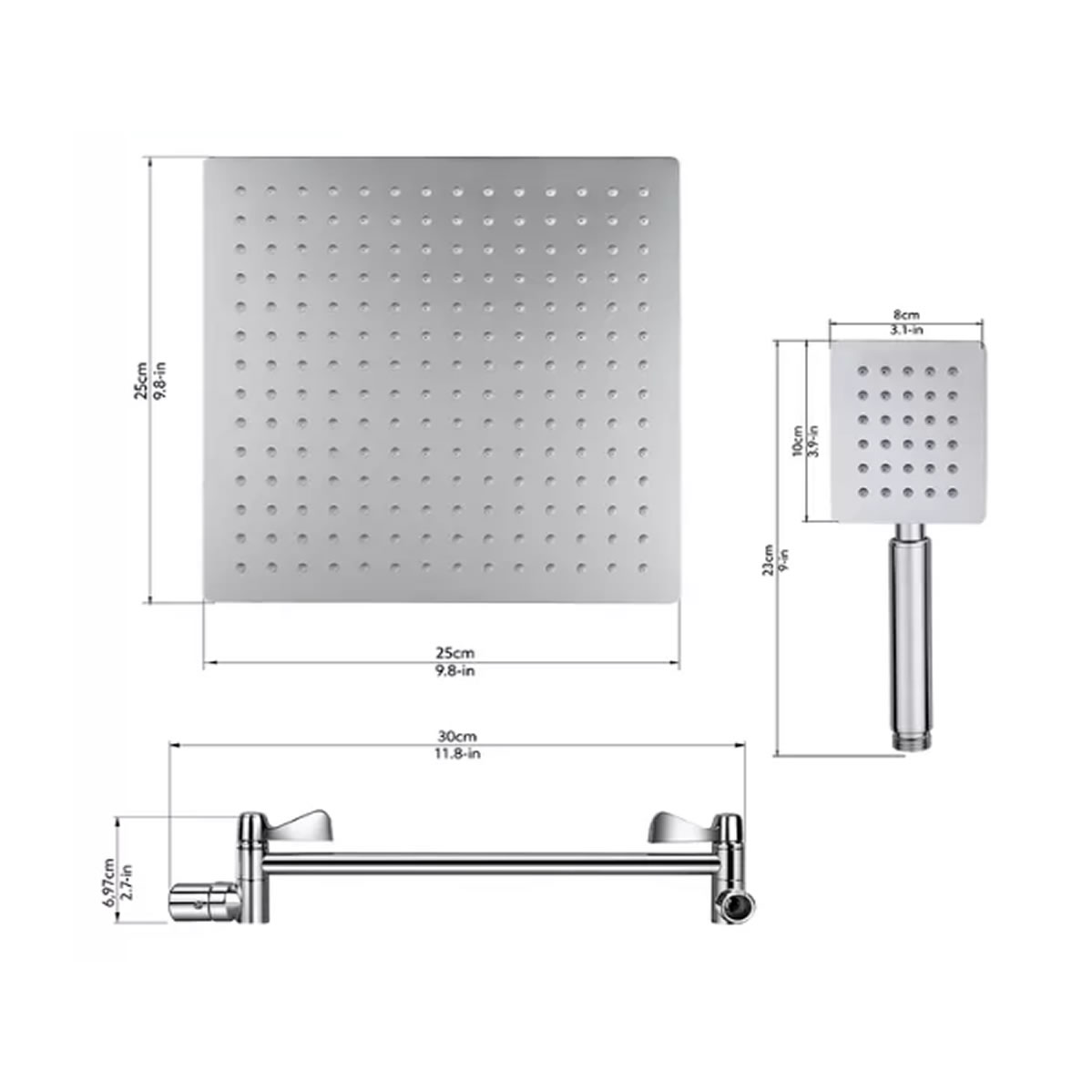 Set de Regadera tipo Lluvia Cascade Moorefield