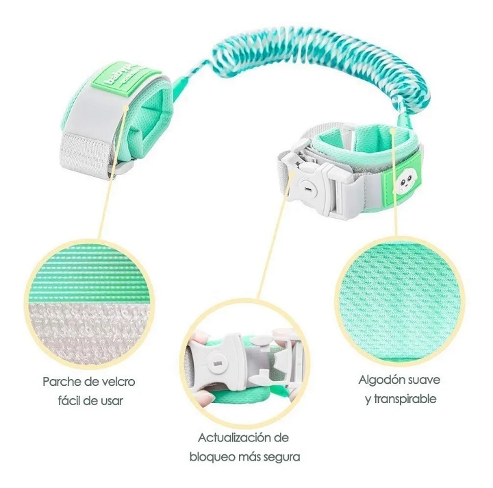 Pulsera De Seguridad Para Niños Con Candado Colo Verde