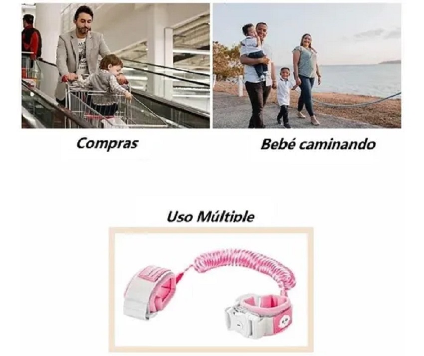 Pulsera De Seguridad Para Niños Con Candado Colo Rosa