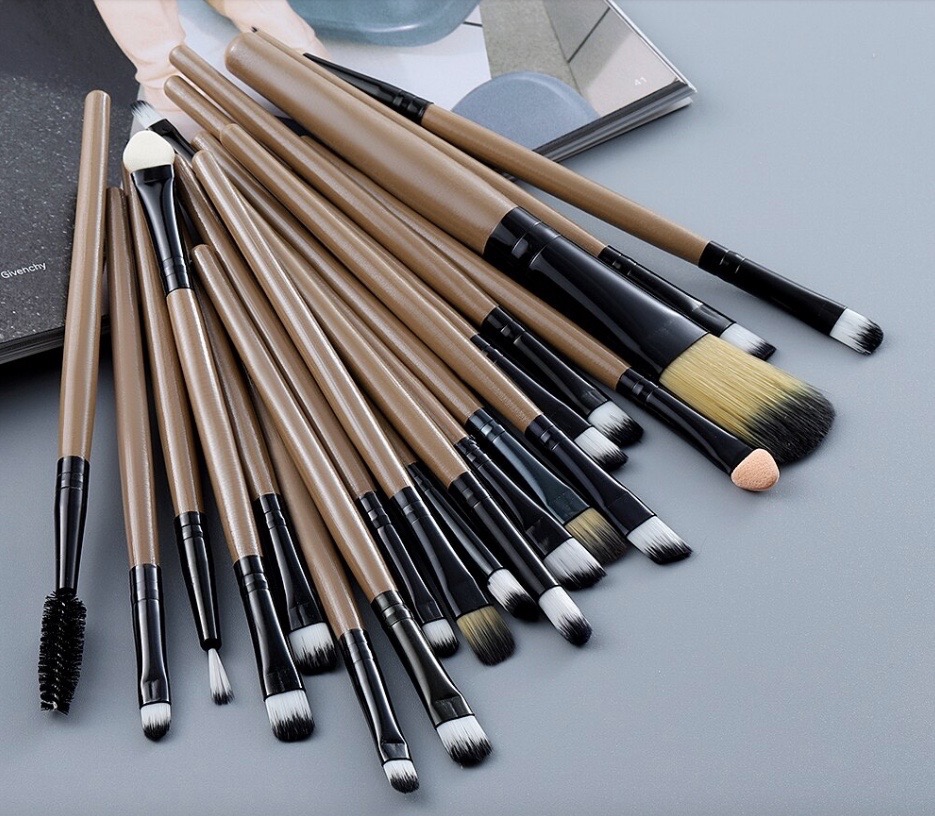 Set de Brochas Pinceles De Maquillaje Para Ojos 20 Piezas 15 Cm Beige