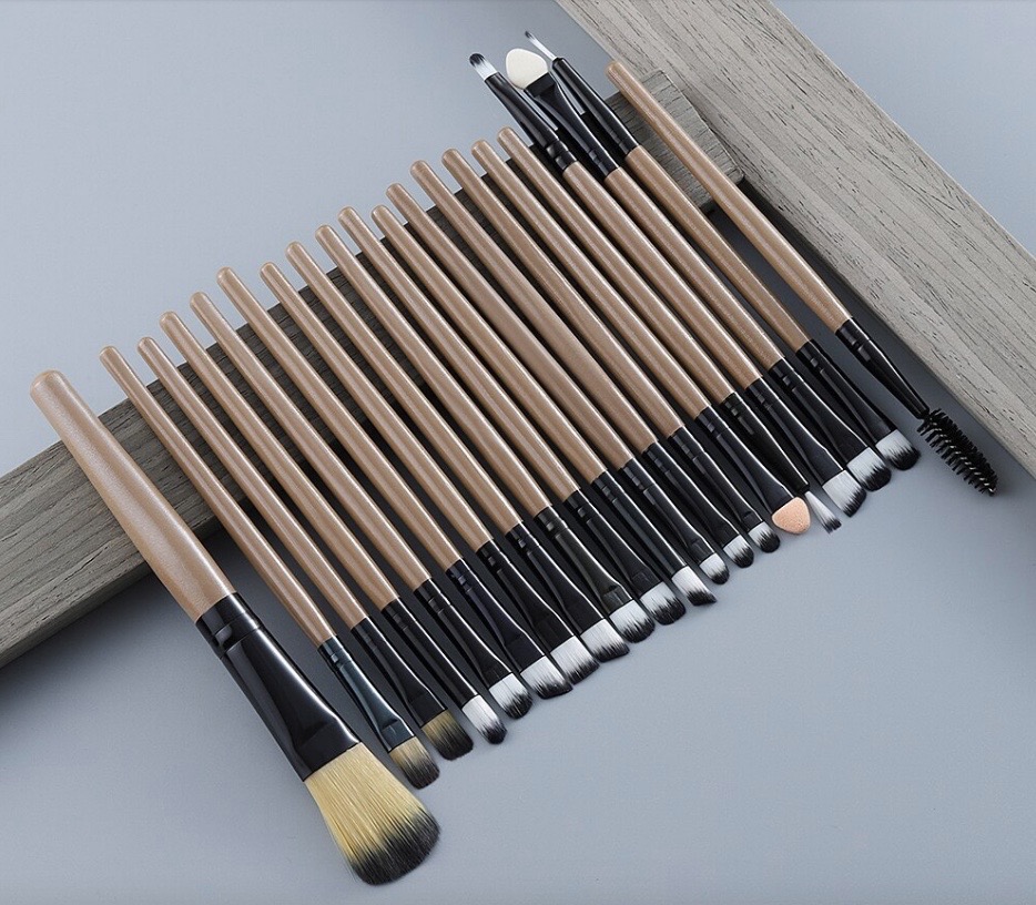 Set de Brochas Pinceles De Maquillaje Para Ojos 20 Piezas 15 Cm Beige