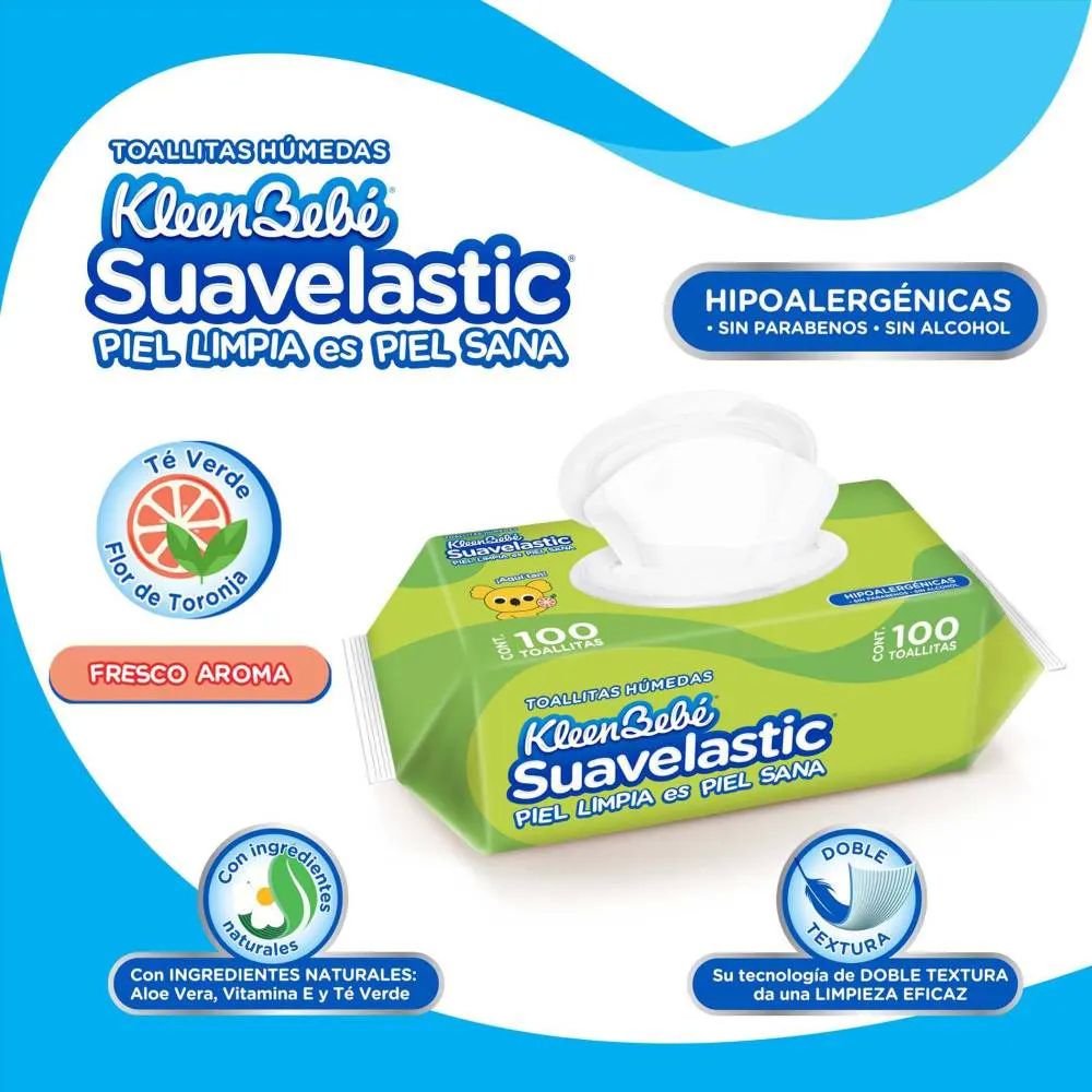 Toallitas húmedas KleenBebé Suavelastic Max con Aroma de Manzana 600 pzas