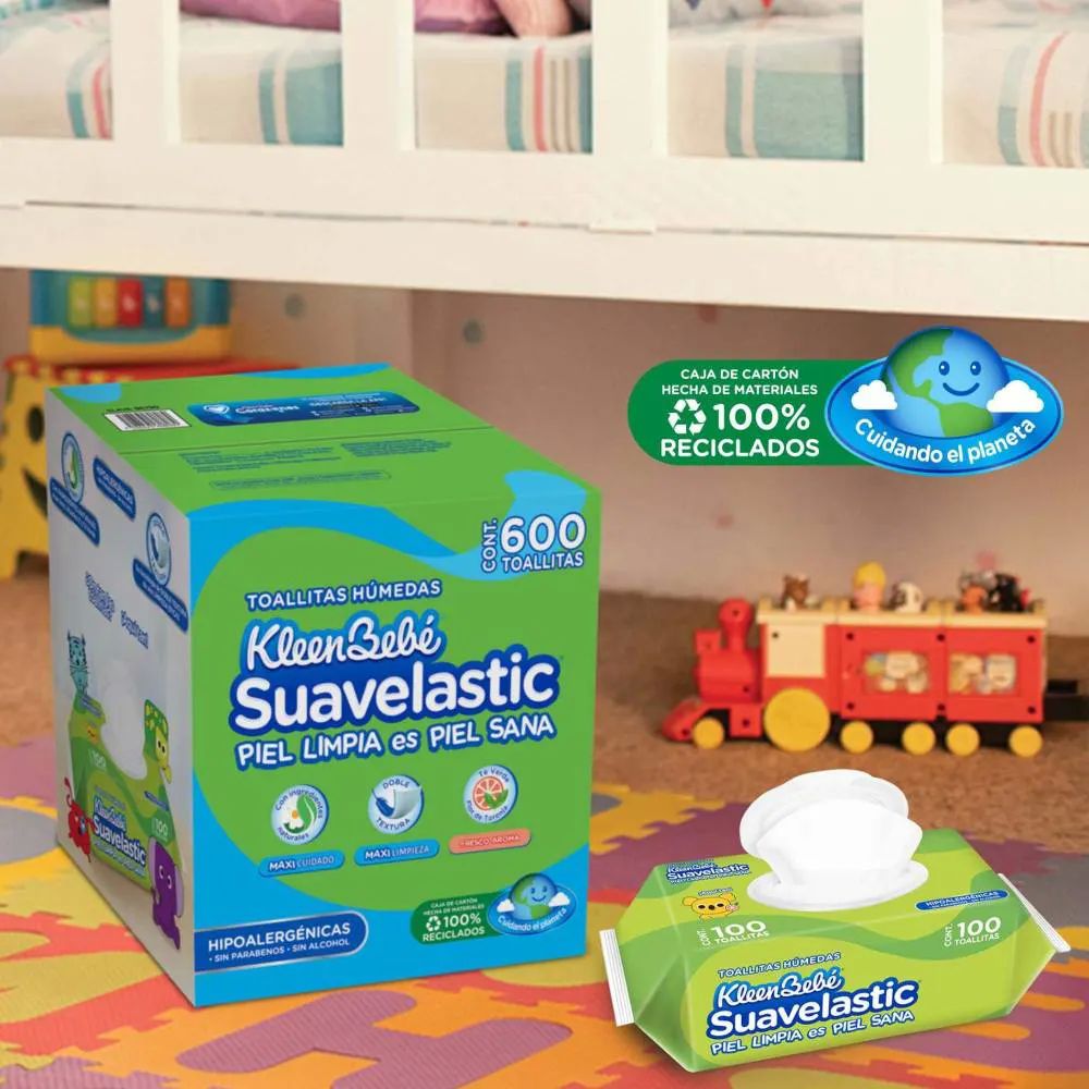 Toallitas húmedas KleenBebé Suavelastic Max con Aroma de Manzana 600 pzas
