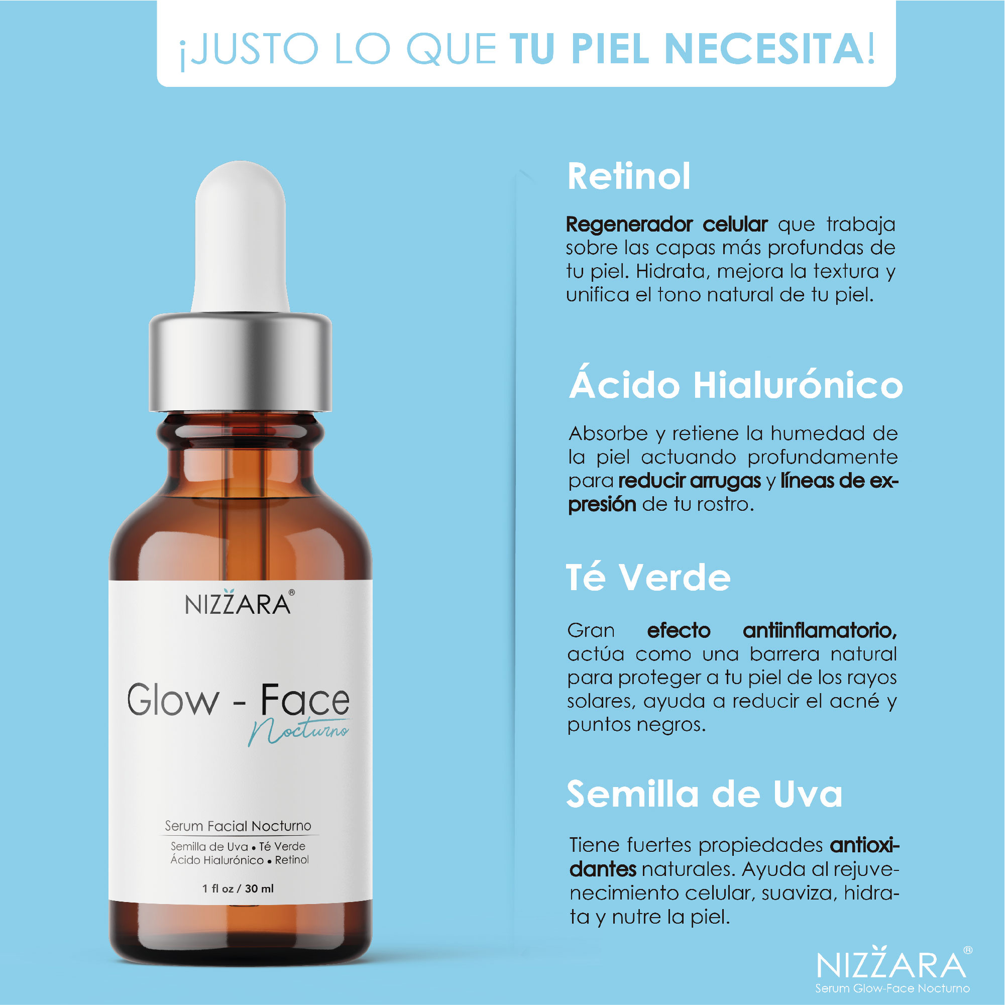 Serum de Retinol, Ácido Hialurónico y Colágeno Hidrolizado- Mejora la Textura, Controla Producción Grasa, Unifica el Tono- Efecto Lifting- Hidratación Profunda- Antiarrugas- Todo Tipo de Piel- 30ml