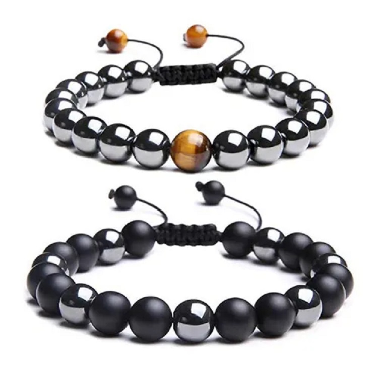 Juego De Pulseras Para Hombre Ajustable Piedra Natural