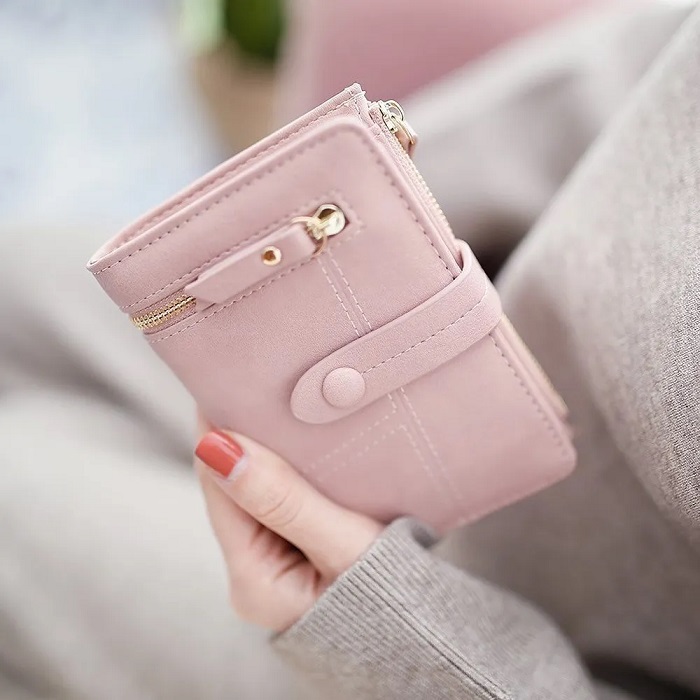 Cartera Porta Tarjetas De Cuero Pu Plegable Para Mujer