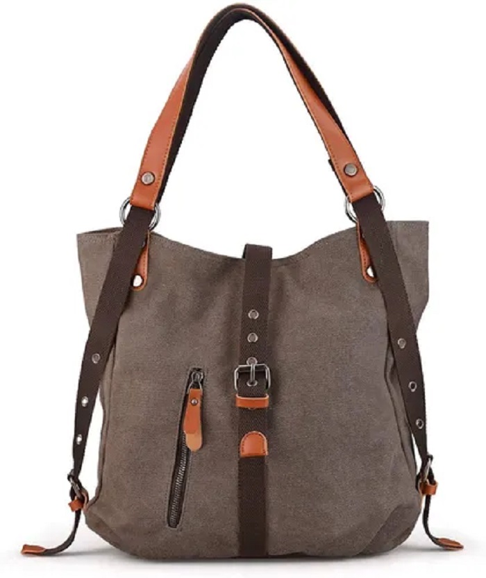 Bolso Para Mujer,grande De Lona Impermeable Color Chocolate