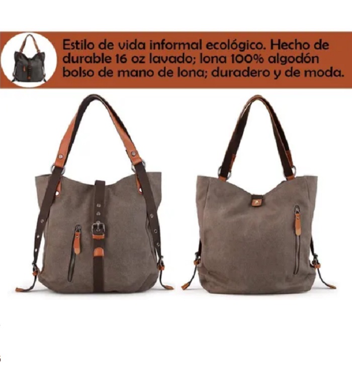 Bolso Para Mujer,grande De Lona Impermeable Color Chocolate