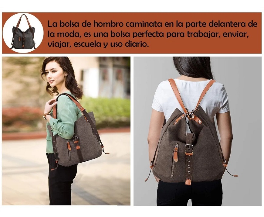 Bolso Para Mujer,grande De Lona Impermeable Color Chocolate
