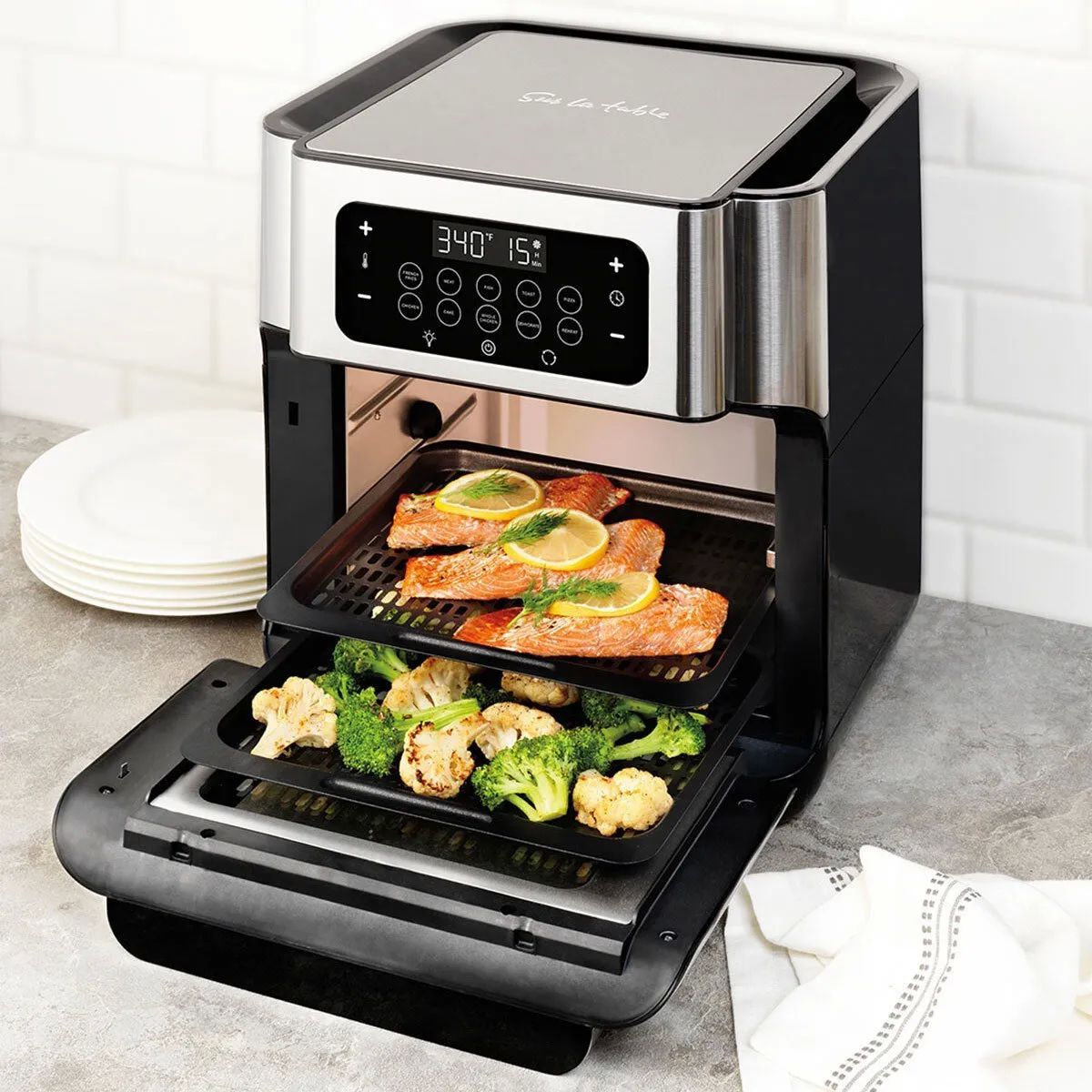 Horno Eléctrico Con Air Fryer Rosticero De 12.3 Litros