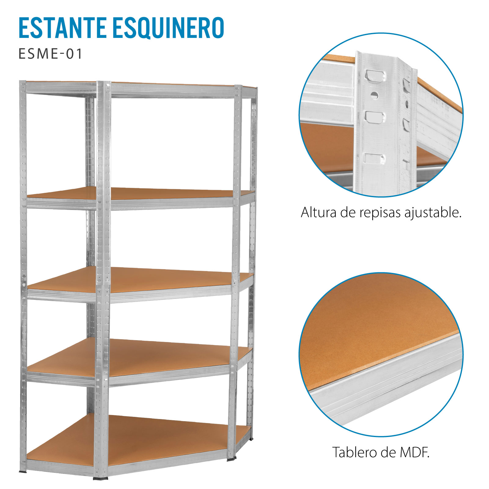 Onof Estante Metálico Rack Organizador para Hogar de 5 Niveles Esquinero