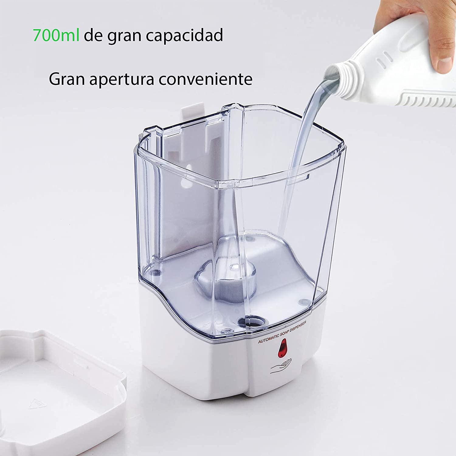 Dispensador de Jabón Automático de 700ml sin Contacto eléctrico Dispensador de gel antibacterial y Despachador de Jabón con Sensor de Movimiento Infrarrojo