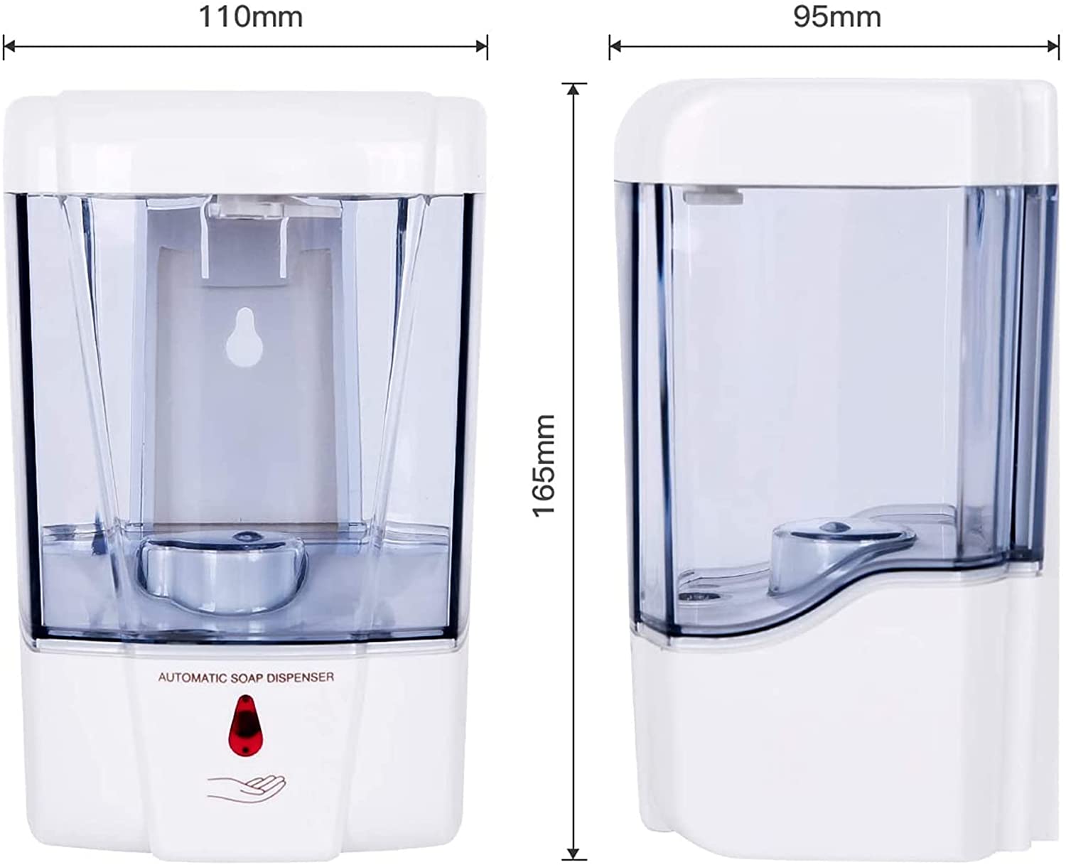 Dispensador de Jabón Automático de 700ml sin Contacto eléctrico Dispensador de gel antibacterial y Despachador de Jabón con Sensor de Movimiento Infrarrojo