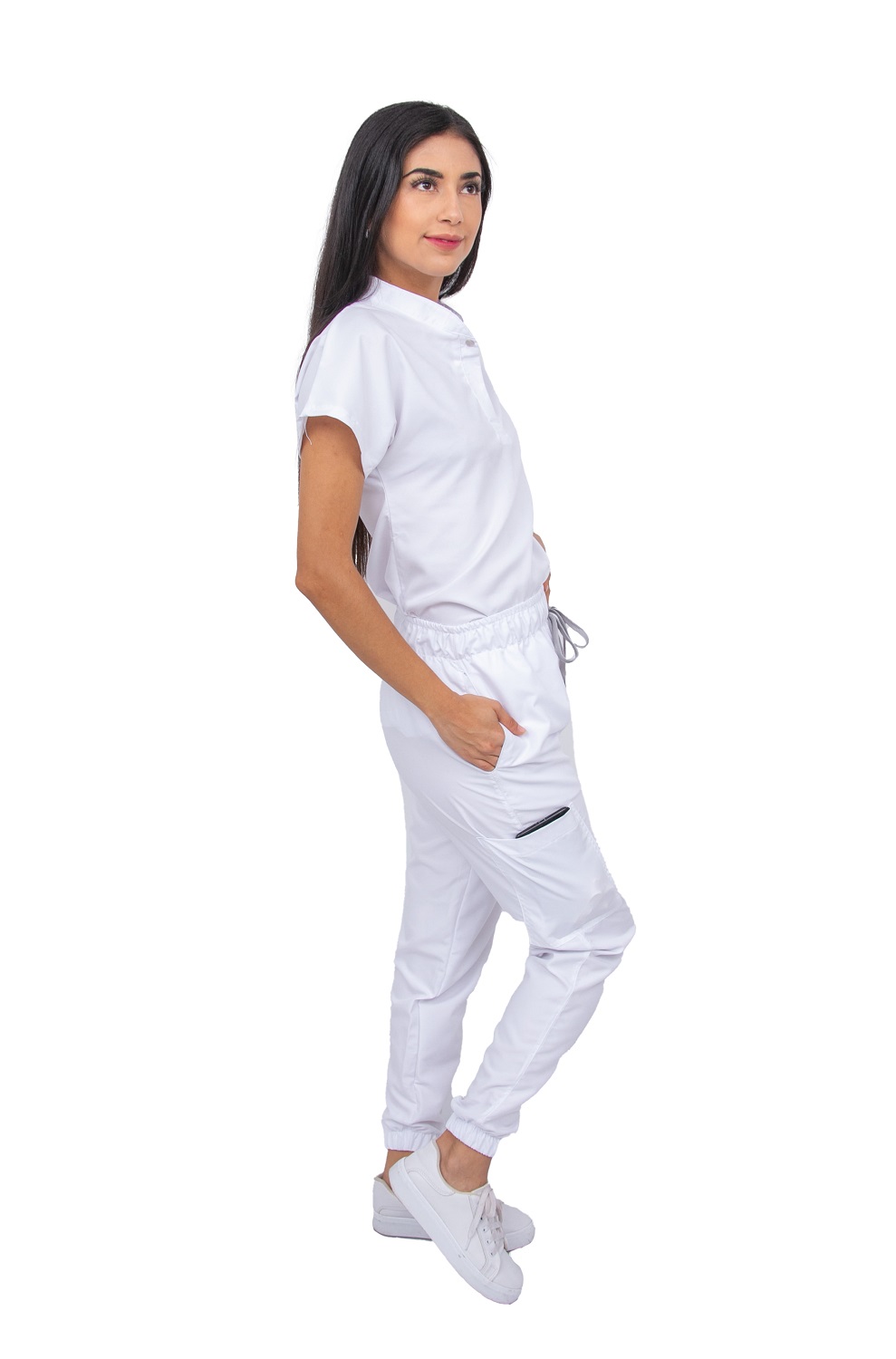 Pijama Quirúrgica Blanco Dama Jogger Antifluido Scrubs Cupatitzio