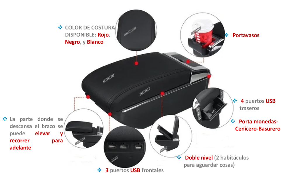 Descansabrazos Para CHEVROLET TRAX  C/7usb Doble Nivel Premier