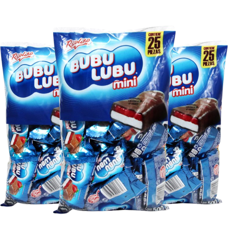Paquete 5 Chocolates Bubulubu Mini 25 piezas c/u