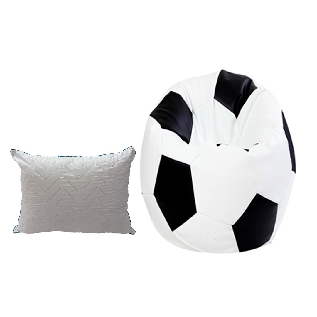 PUFF SOCCER GRANDE, DE REGALO UNA ALMOHADA ESTANDAR ZIGZAG
