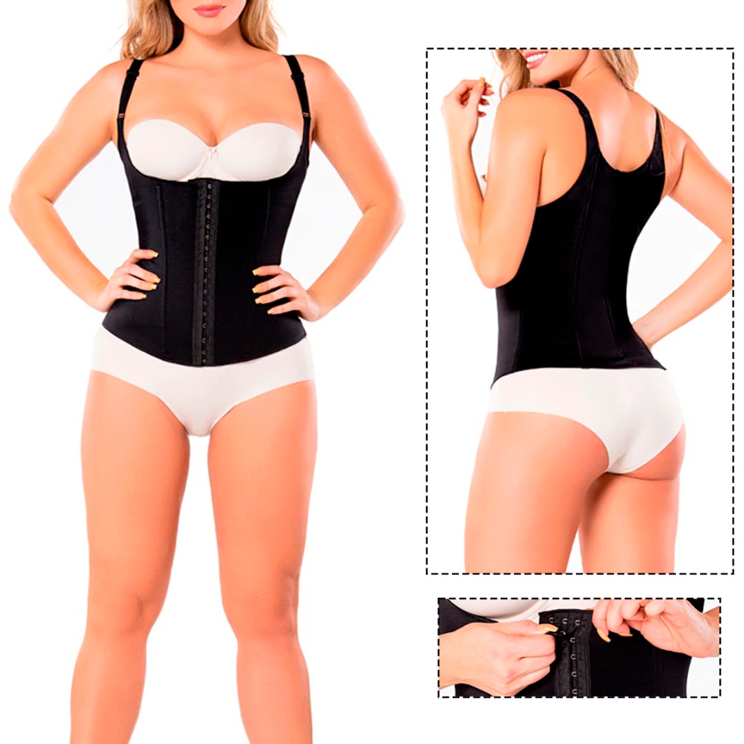 Fajas Colombianas Para Mujer Con Microlátex Chaleco Termoreductor, Faja Colombiana Afina Cintura Con Realce Natural De Busto