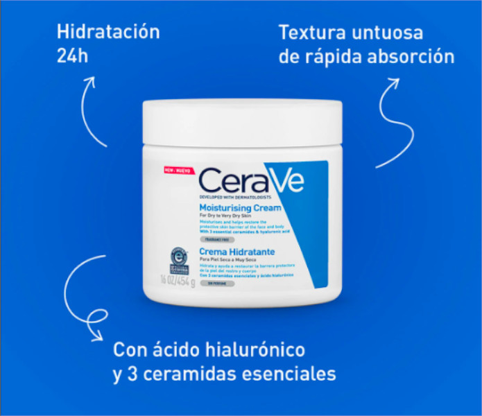 Crema Hidratante Cera Ve 340g Con Acido Hialuronico