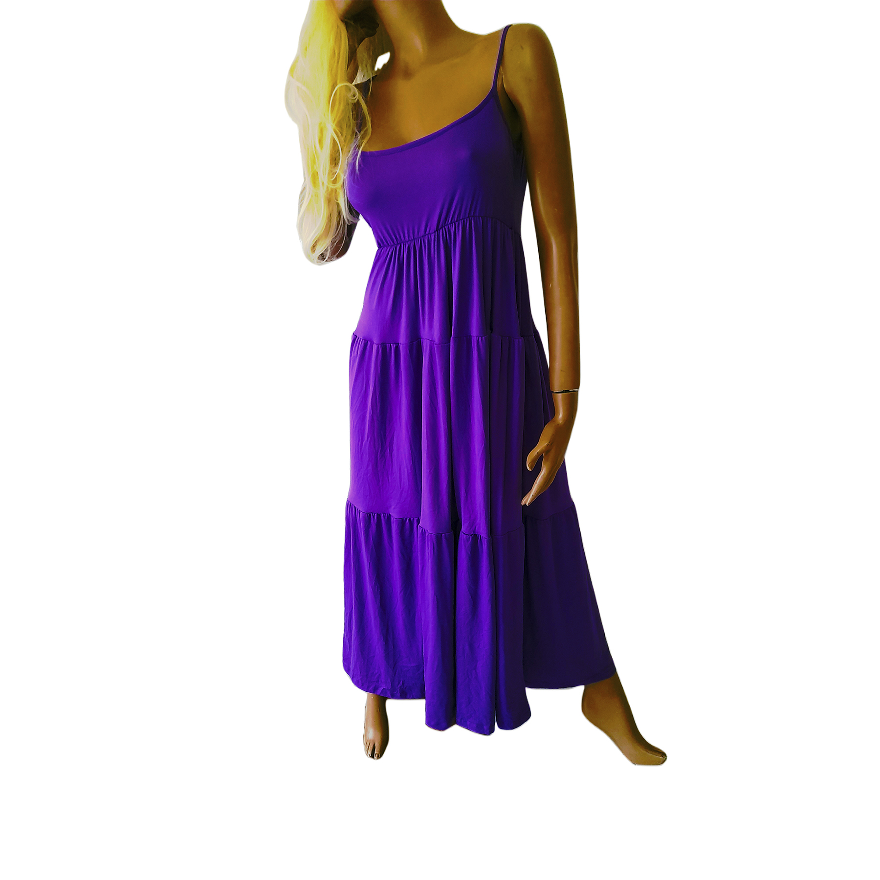 Vestido largo casual sin mangas fresco color morado