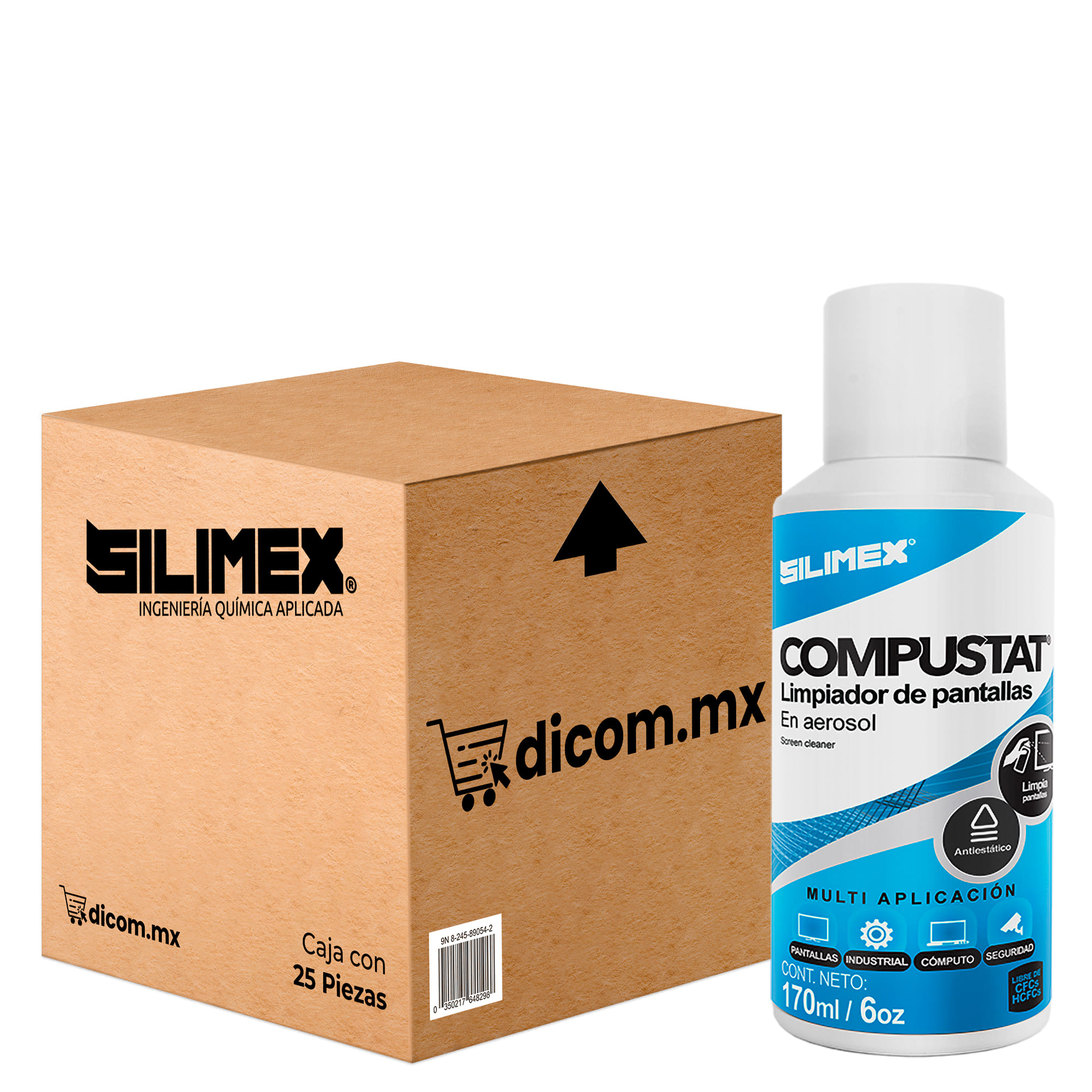 Limpiador De Pantallas Silimex COMPUstat En Aerosol Antiestatico 170ml