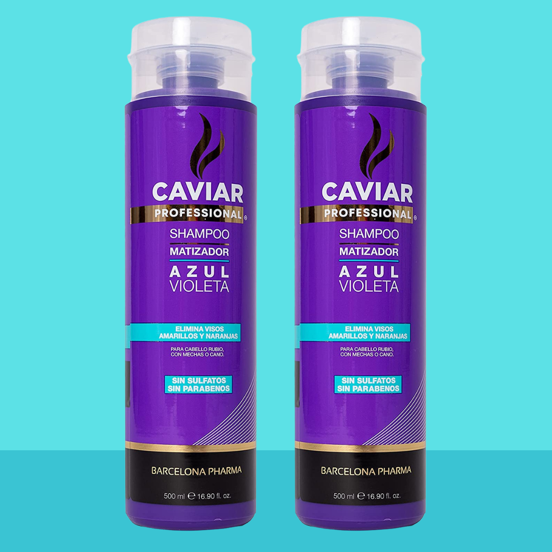 Shampoo Matizador Azul Violeta 500ml Caviar Profesional dúo