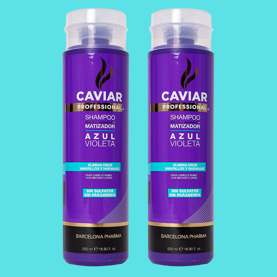 Shampoo Matizador Azul Violeta 500ml Caviar Profesional dúo