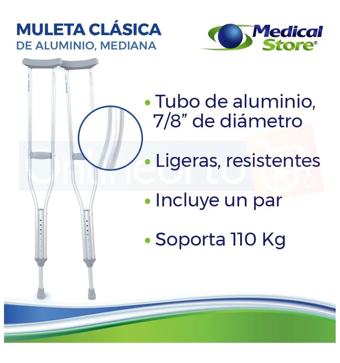 Muletas Axilares Ajustables De Aluminio Medical Store Talla M