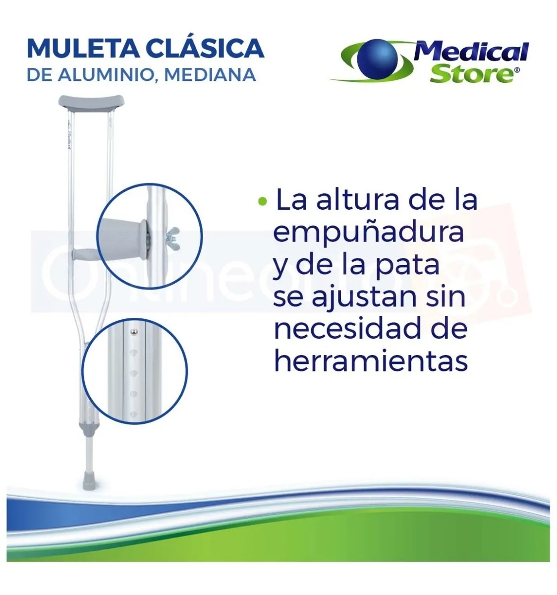 Muletas Axilares Ajustables De Aluminio Medical Store Talla M