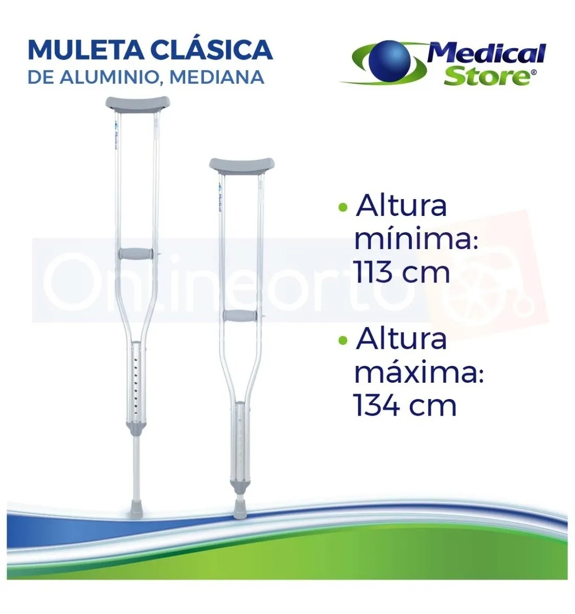 Muletas Axilares Ajustables De Aluminio Medical Store Talla M