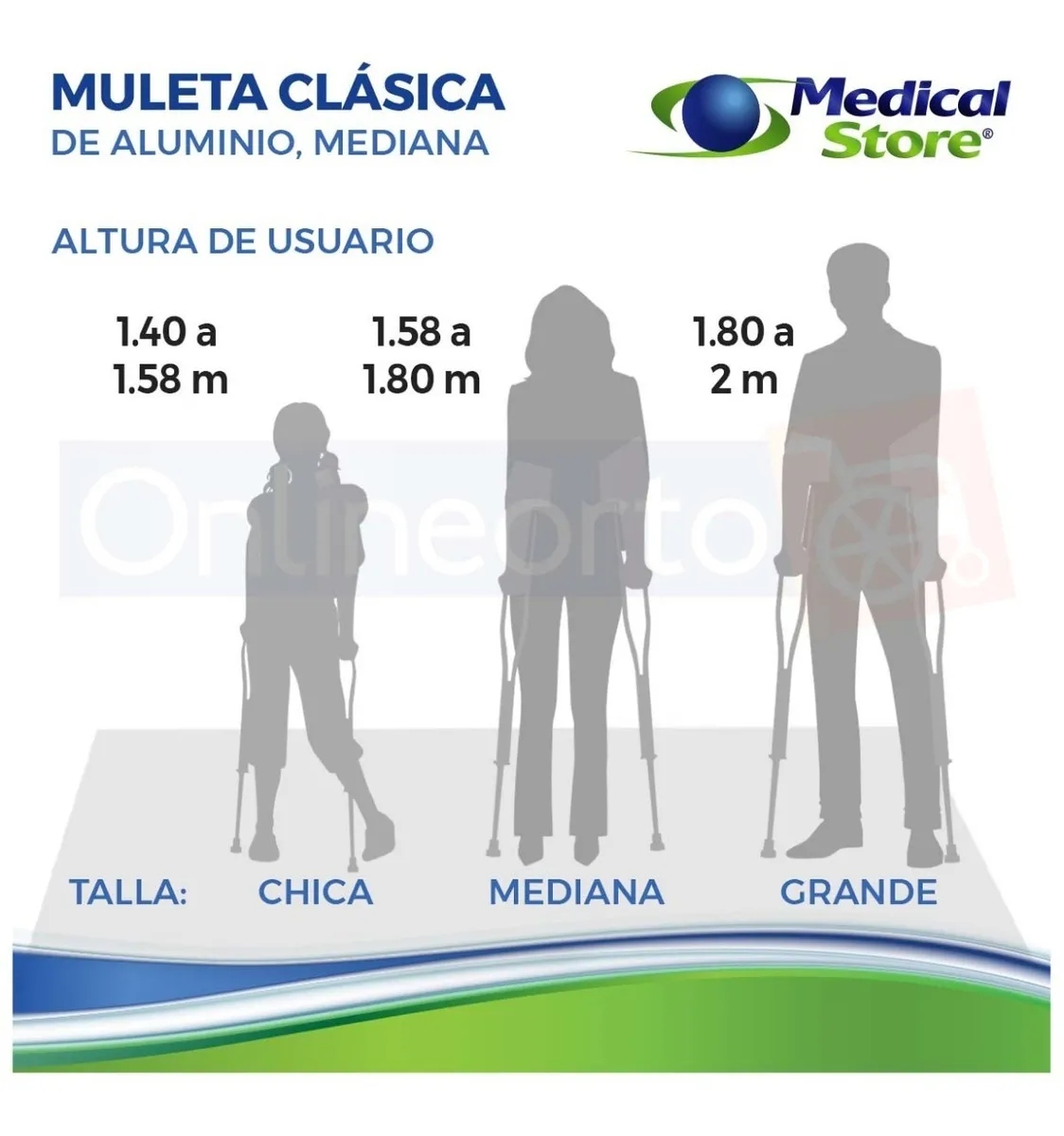 Muletas Axilares Ajustables De Aluminio Medical Store Talla M