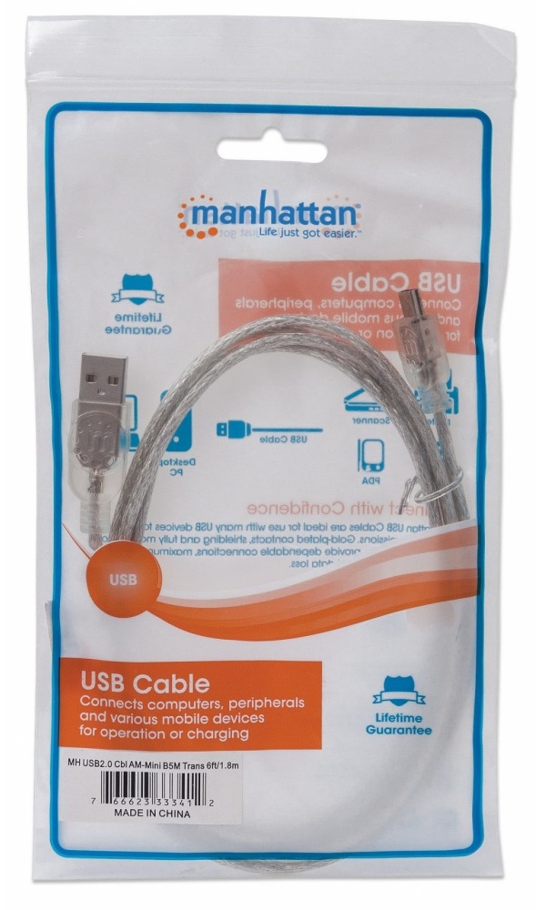 Cable 2.0 Mini B Usb 5 Pines Cel Lap Bocina Pc Velocidad 1.8 M 333412 Hub Transferencia Datos