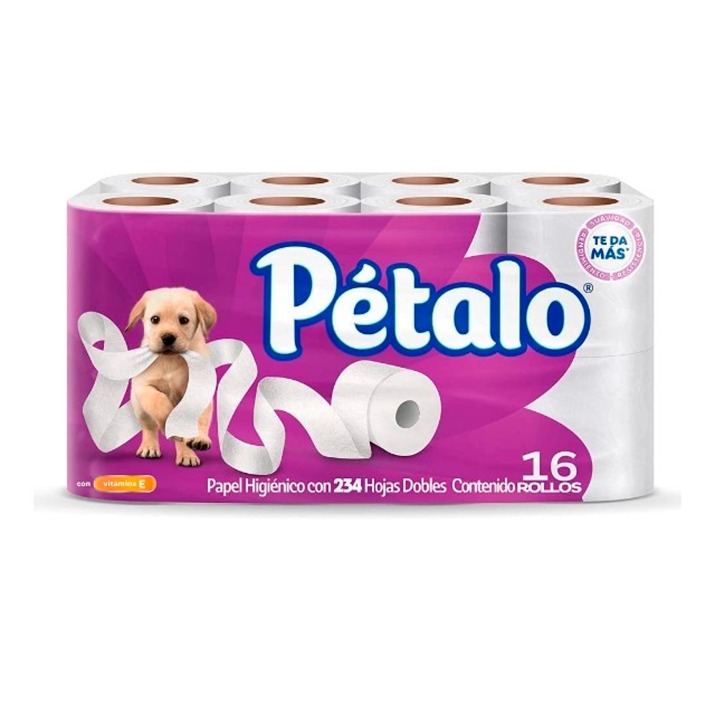 Pétalo Ultra Jumbo Papel Higiénico, 16 Rollos con 234 Hojas Dobles