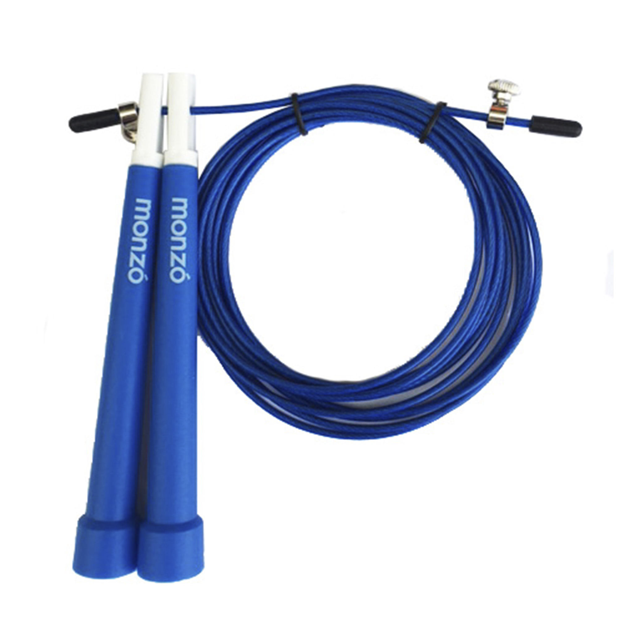 MONZÓ, Cuerda para Saltar Azul, Ideal para Crossfit (Double Unders, Triple Unders), Ajustable para Atletas de Cualquier Edad