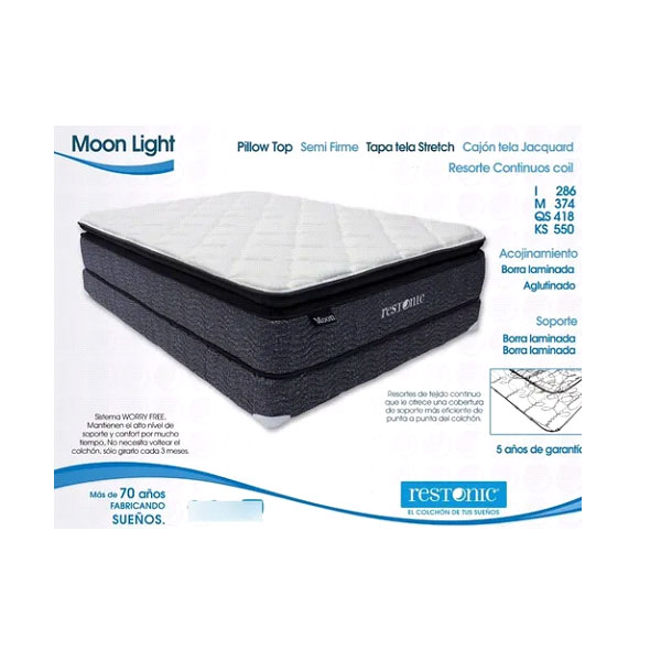 COLCHON KING SIZE RESTONIC MODELO MOON LIGTH DE