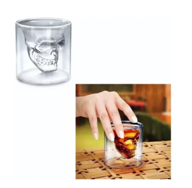 Vaso Cristal Craneo Vasito Pequeño Shot + Hielo Reutilizable