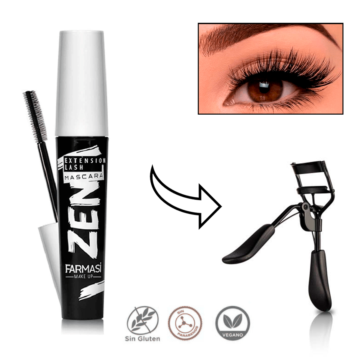 Mascara De Pestañas Mas Largas Y Definidas Libre De Gluten De Regalo Rizador De Pestaña 